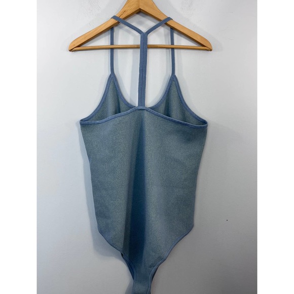 WAYF Blue '98 Alicia T-strap Knit Bodysuit V Neck Oasis Tank Top/Cami Size: 3x - Picture 9 of 9